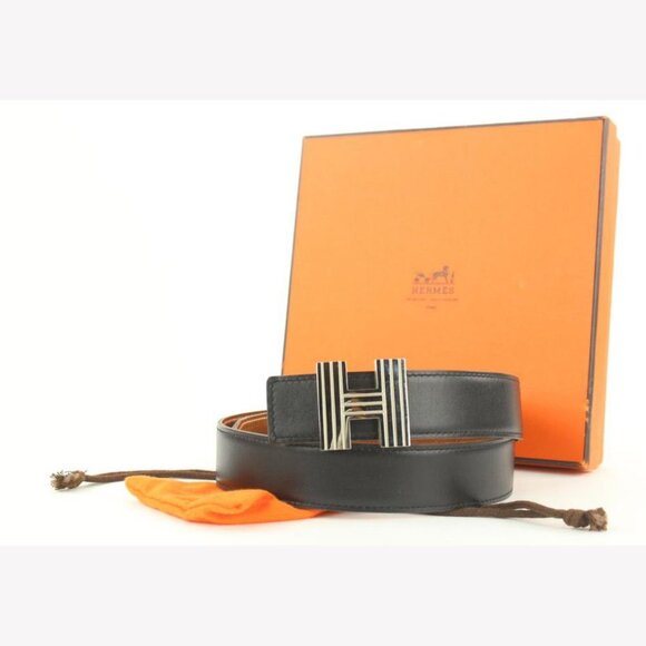 Hermès Black x Silver Reversible H Logo Cadena Belt Kit 852633 main image 12